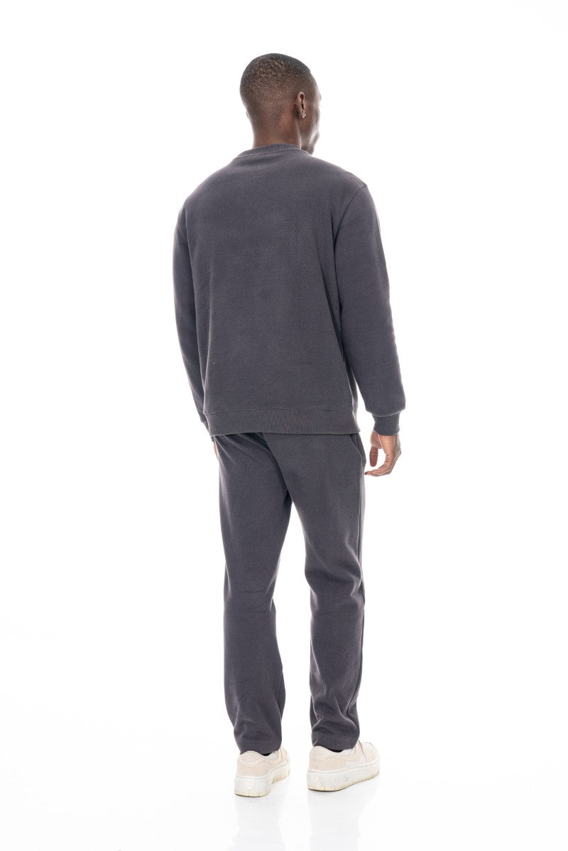 طقم سويت شيرت وبنطال رياضي أساسي - رمادي