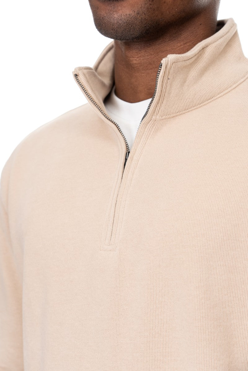 سويت شيرت أساسي بنصف سحاب - بيج