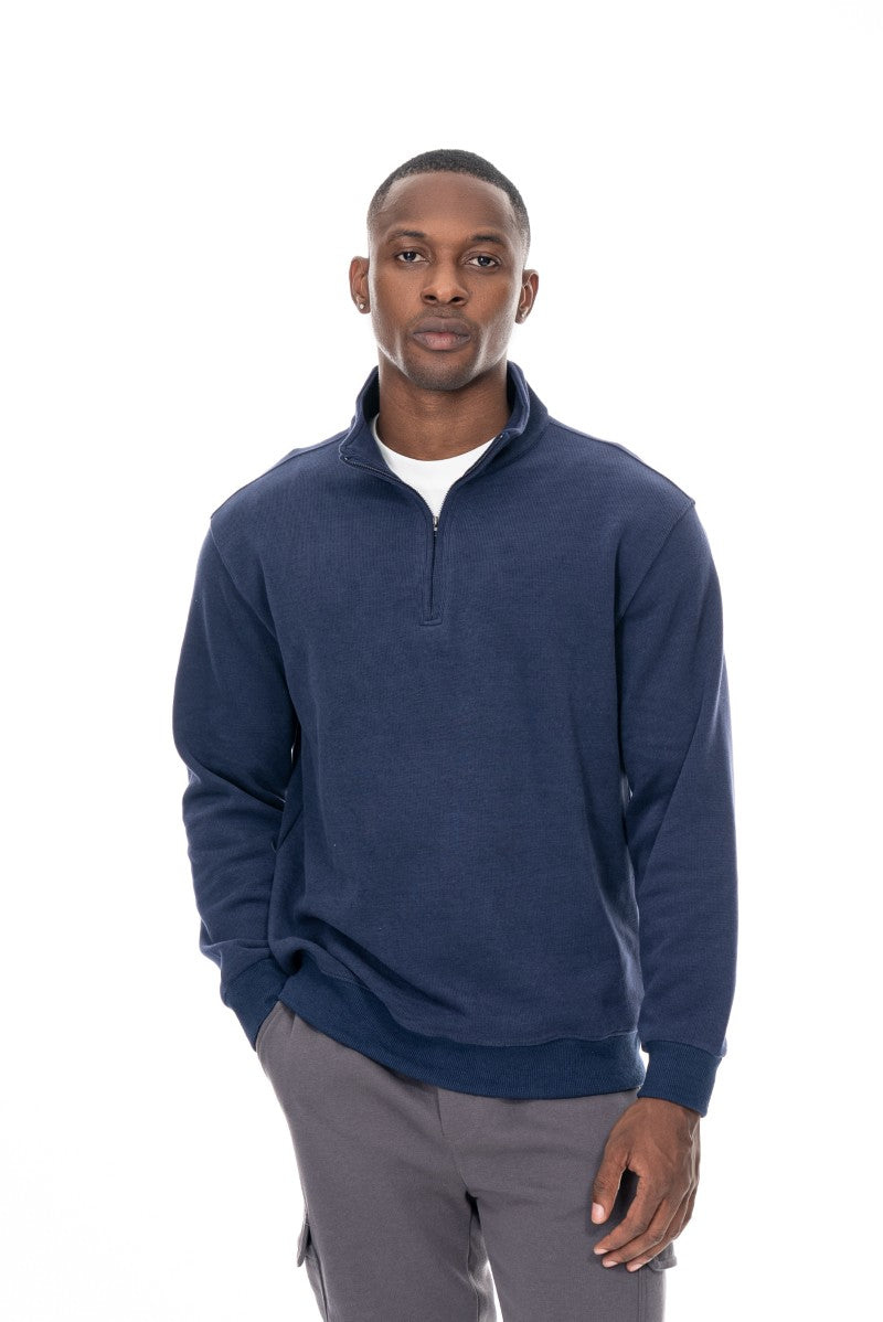 سويت شيرت أساسي بنصف سحاب - كحلي