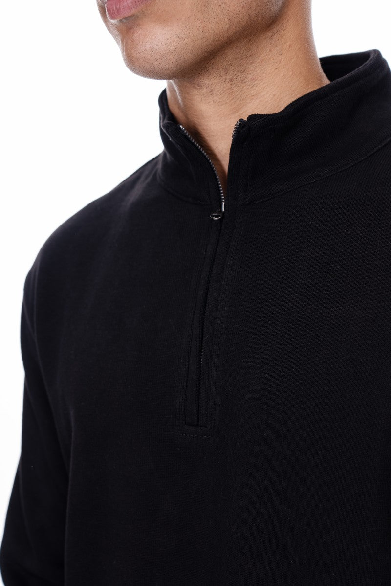 سويت شيرت أساسي بنصف سحاب - أسود