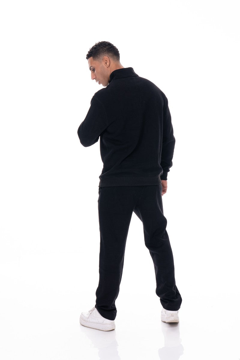 سويت شيرت أساسي بنصف سحاب - أسود