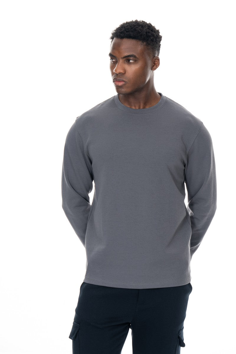 سويت شيرت قطني أساسي - رمادي