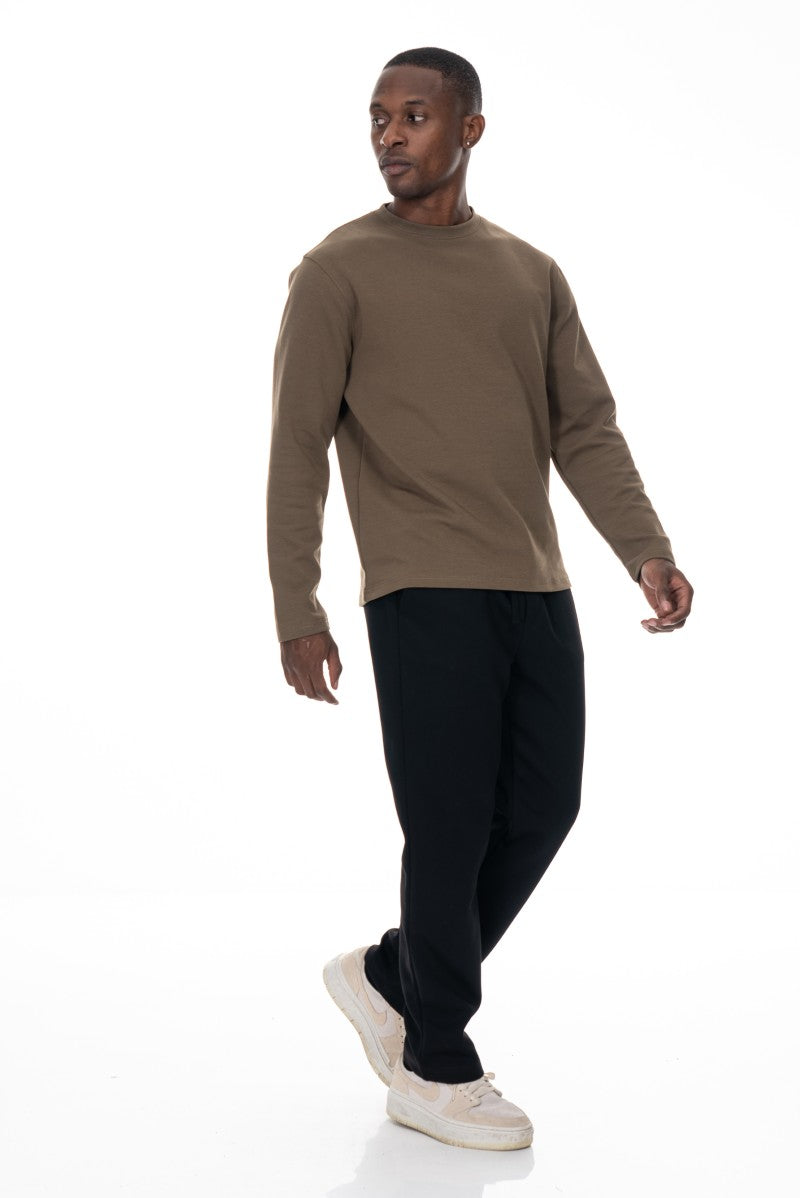 سويت شيرت قطني أساسي - أخضر عسكري