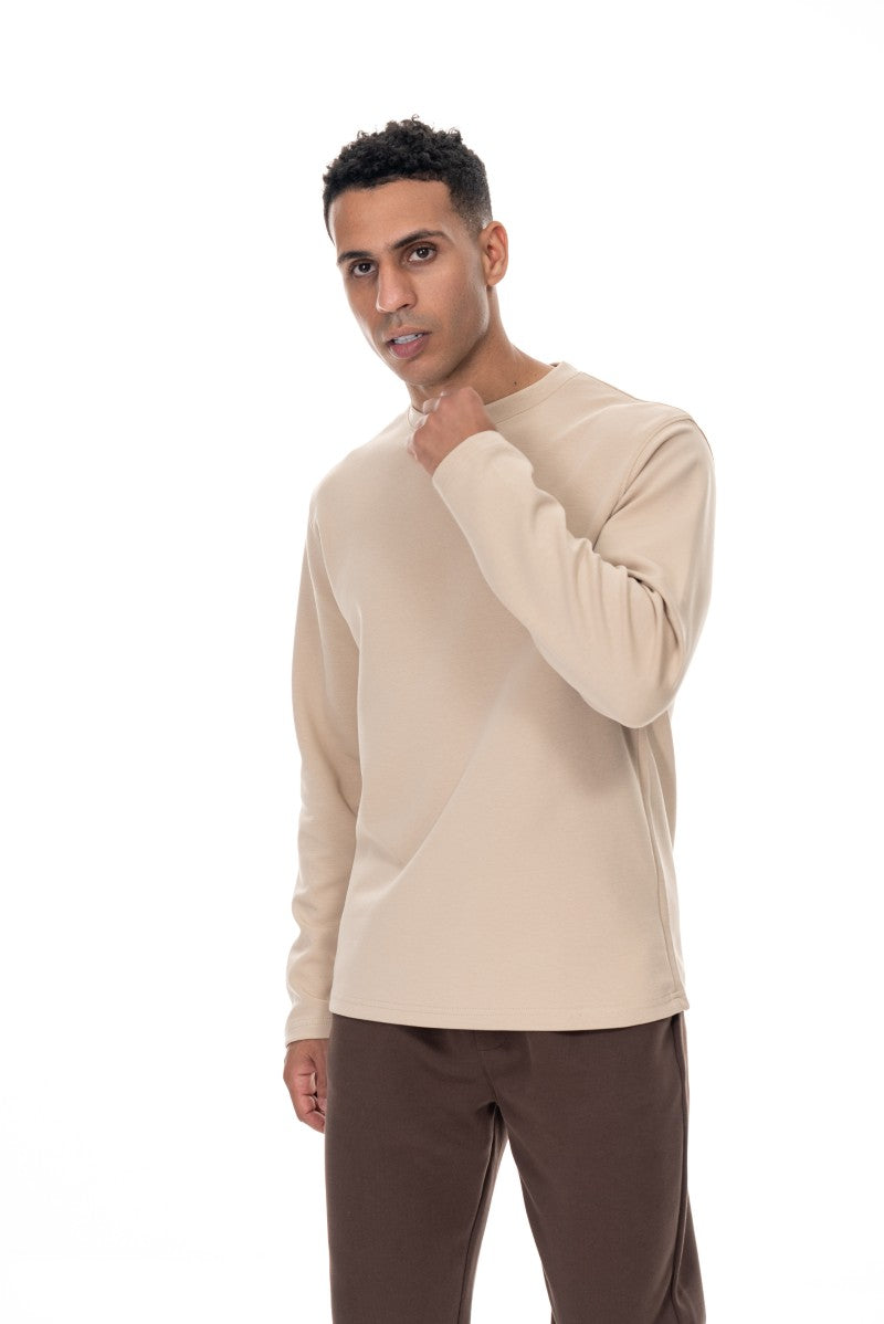 سويت شيرت قطني أساسي - بيج