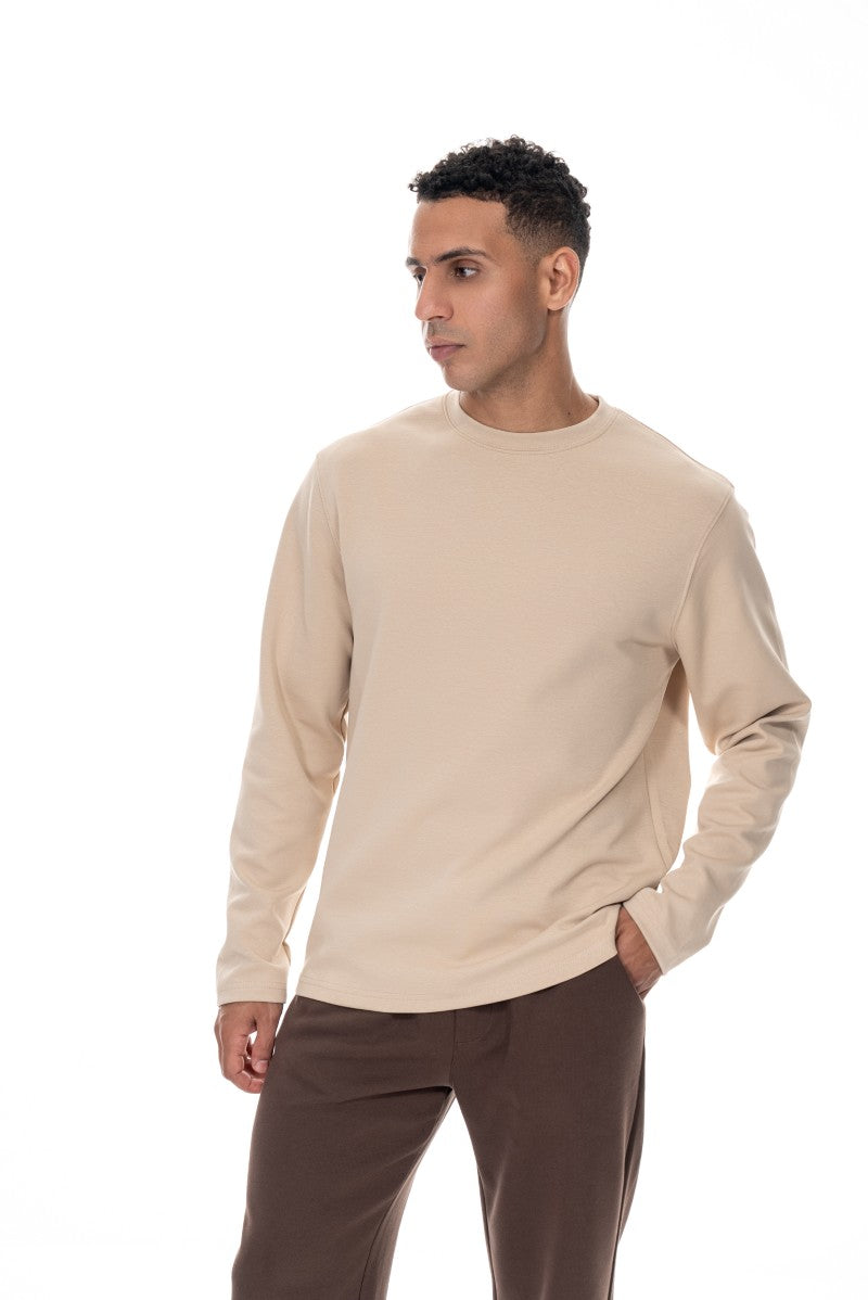 سويت شيرت قطني أساسي - بيج