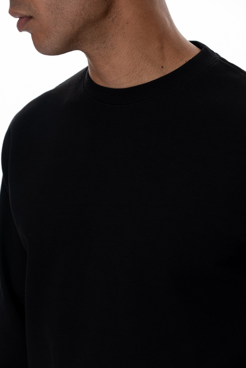 سويت شيرت قطني أساسي - أسود