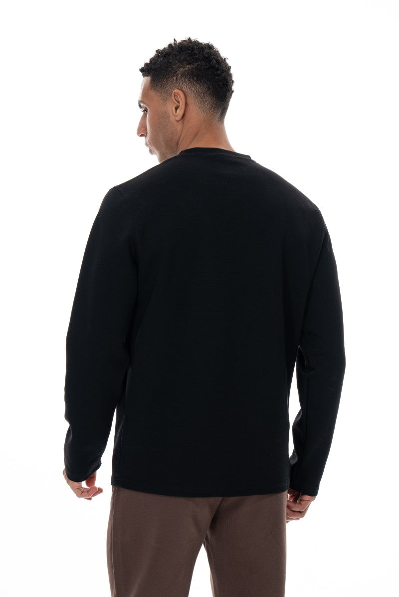 سويت شيرت قطني أساسي - أسود