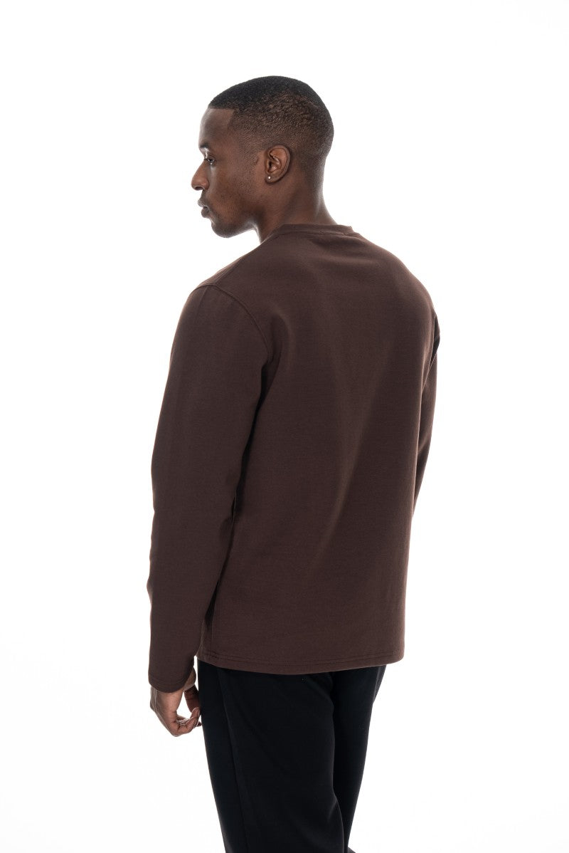 سويت شيرت قطني أساسي - بني