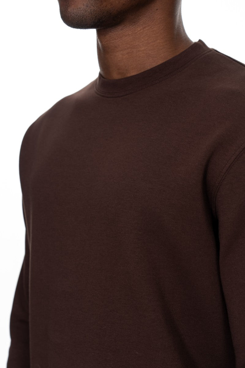 سويت شيرت قطني أساسي - بني