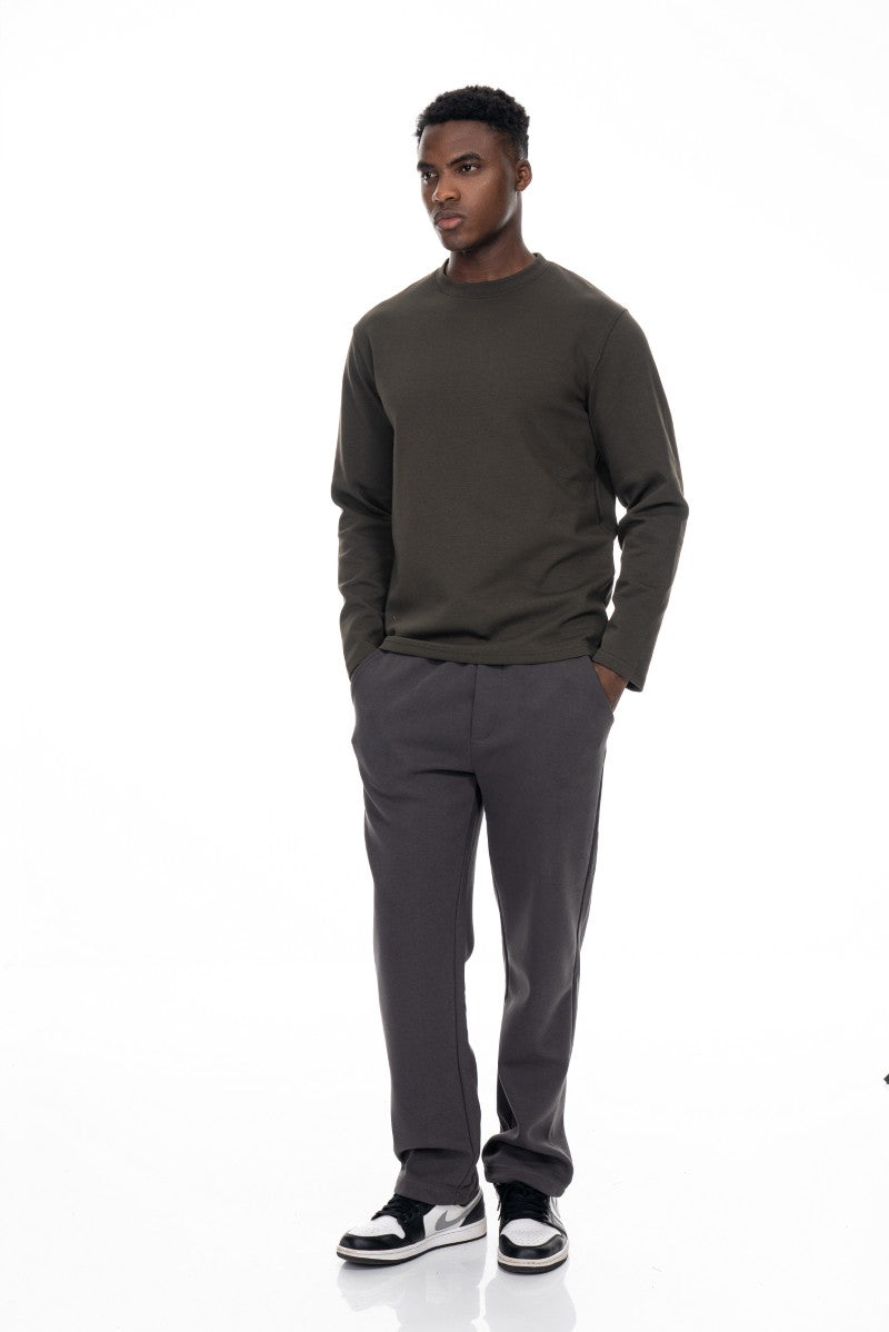 سويت شيرت قطني أساسي - أخضر داكن