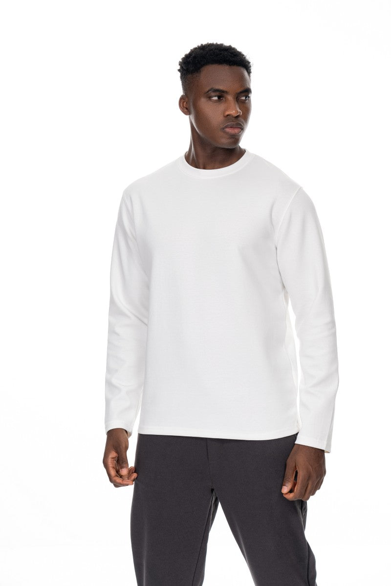 سويت شيرت قطني أساسي - أبيض كريمي