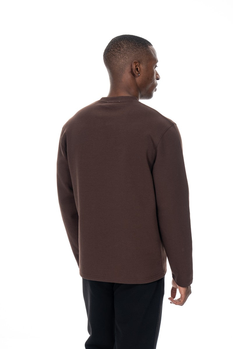 Printed Cotton Sweatshirt - Brown