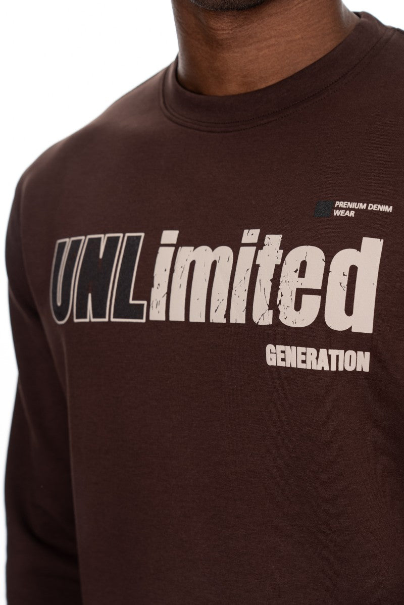 سويت شيرت قطني مطبوع - بني