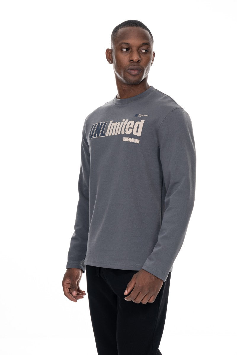 Printed Cotton Sweatshirt - Grey