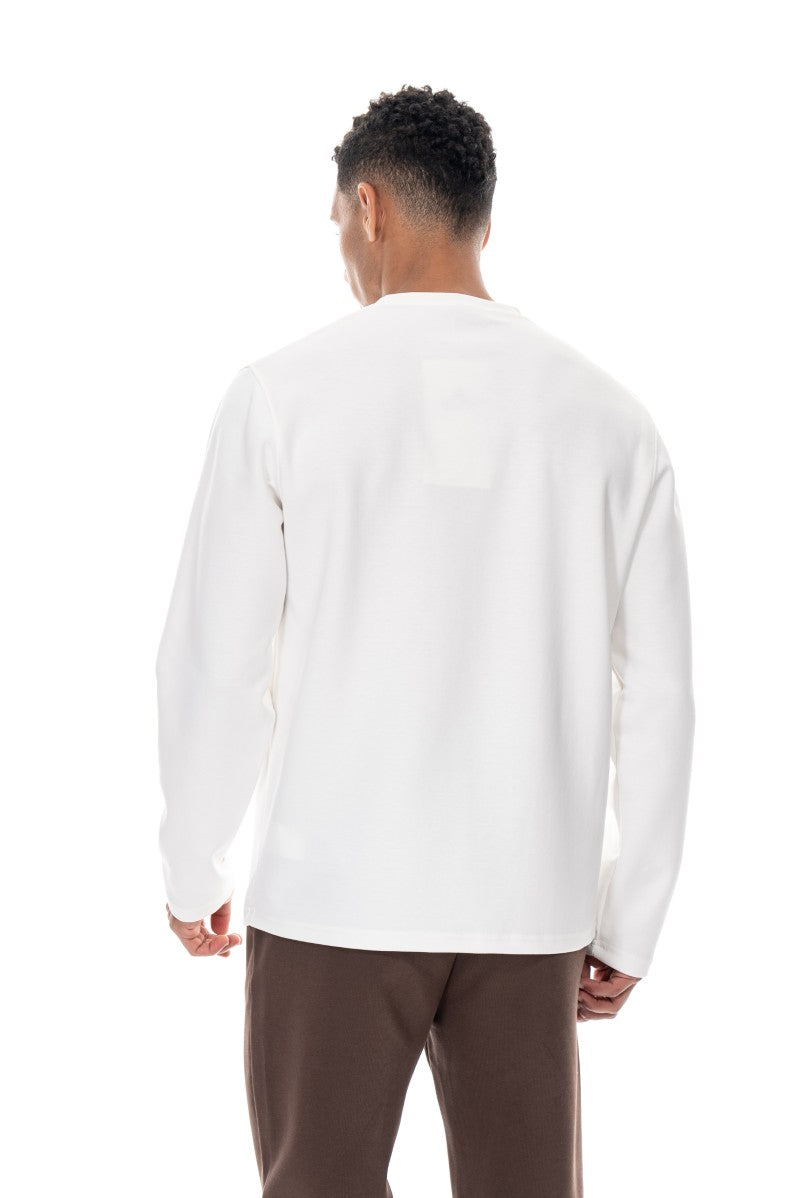 سويت شيرت قطني مطبوع - أبيض كريمي