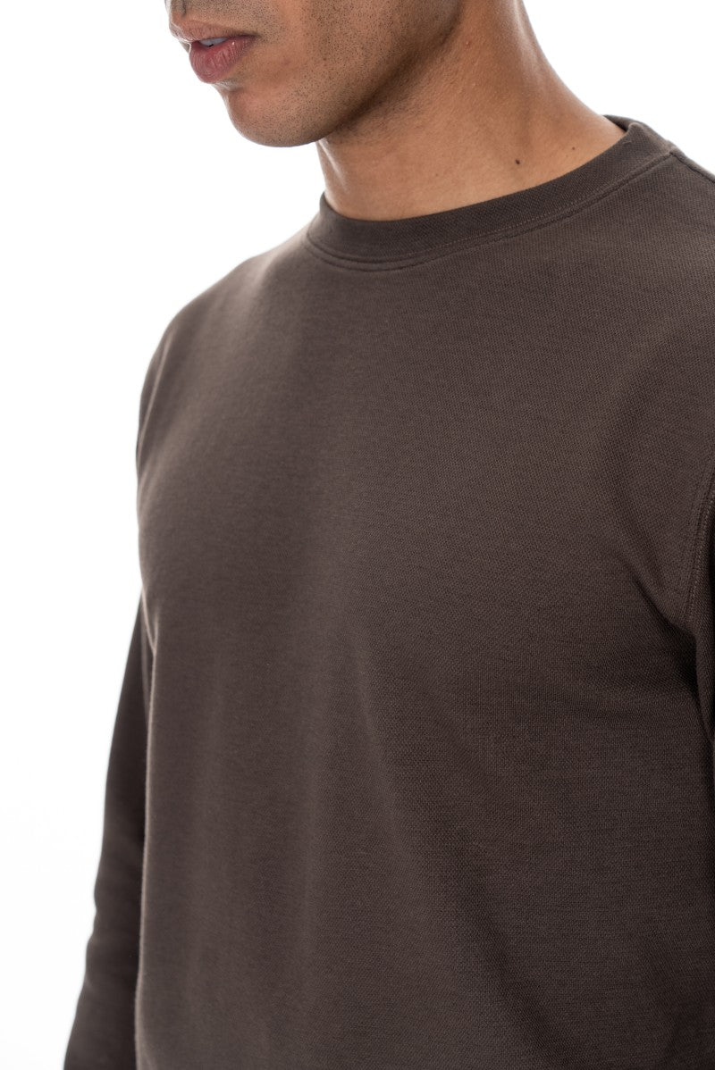 سويت شيرت قطني أساسي - بني