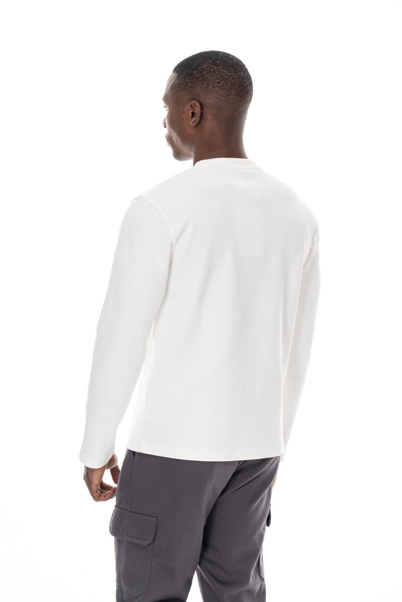 سويت شيرت قطني أساسي - أبيض كريمي