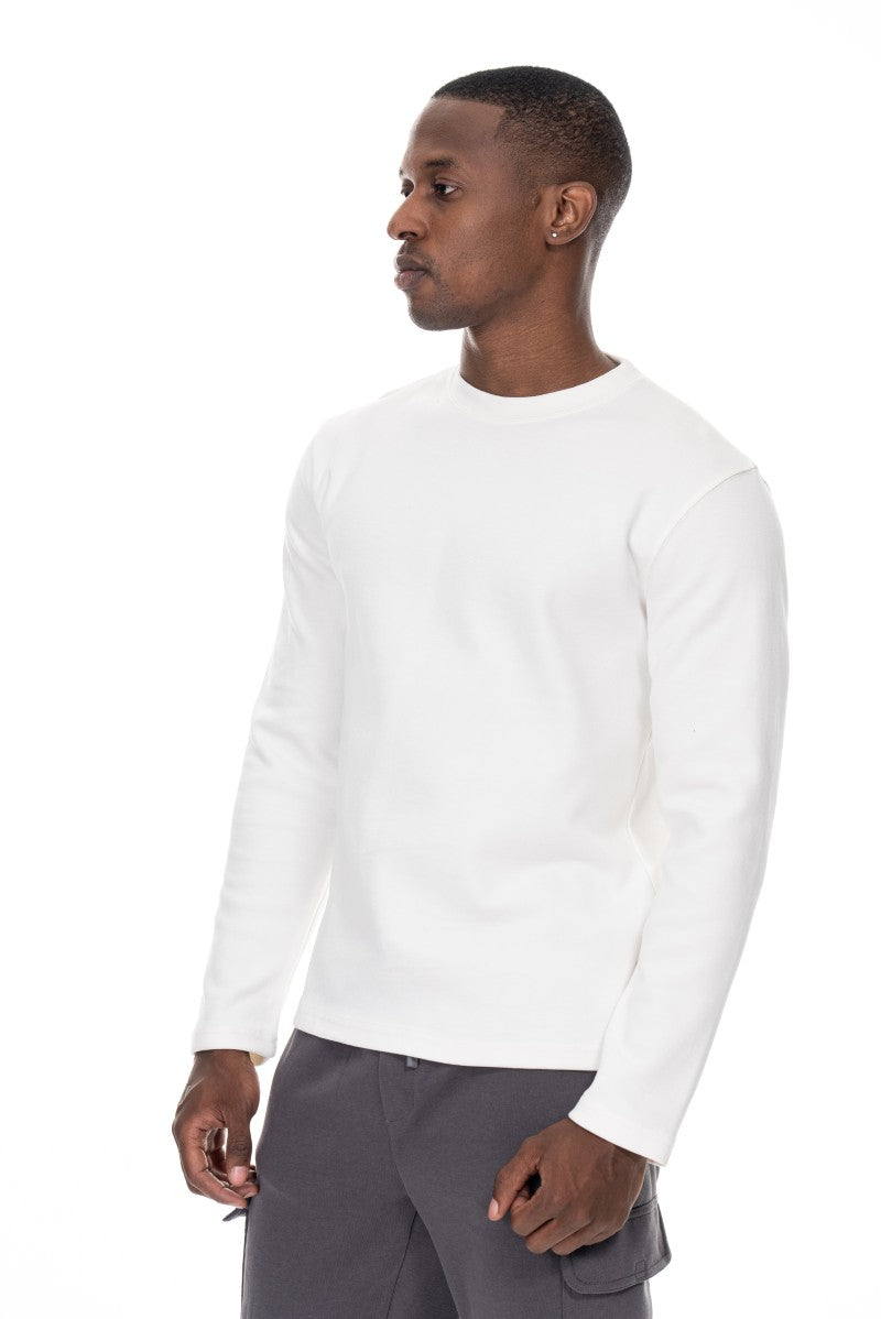 سويت شيرت قطني أساسي - أبيض كريمي