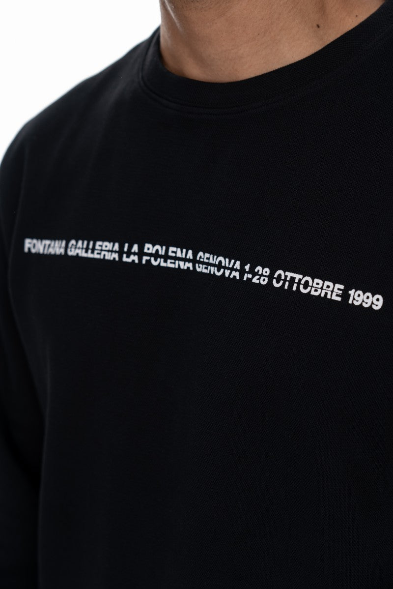 سويت شيرت قطني مطبوع - أسود