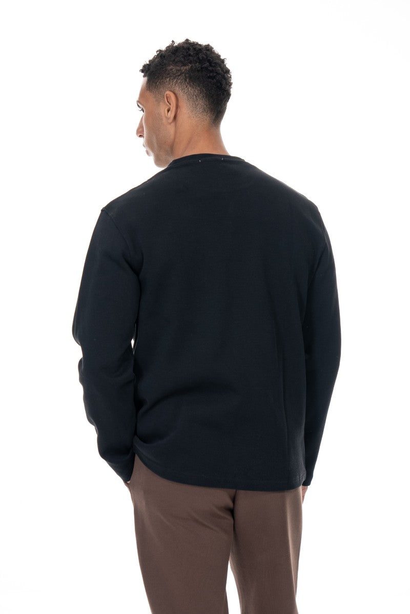 سويت شيرت قطني مطبوع - أسود