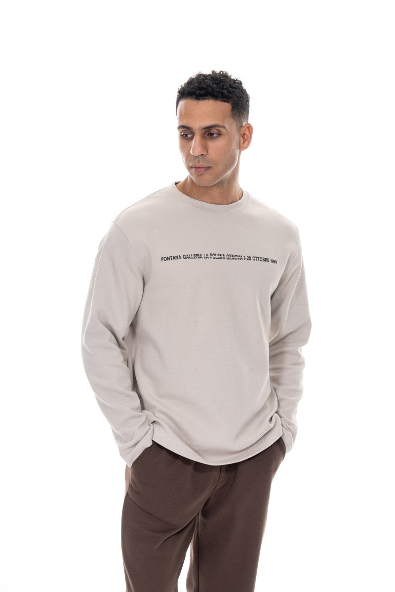 سويت شيرت قطني مطبوع - حجري