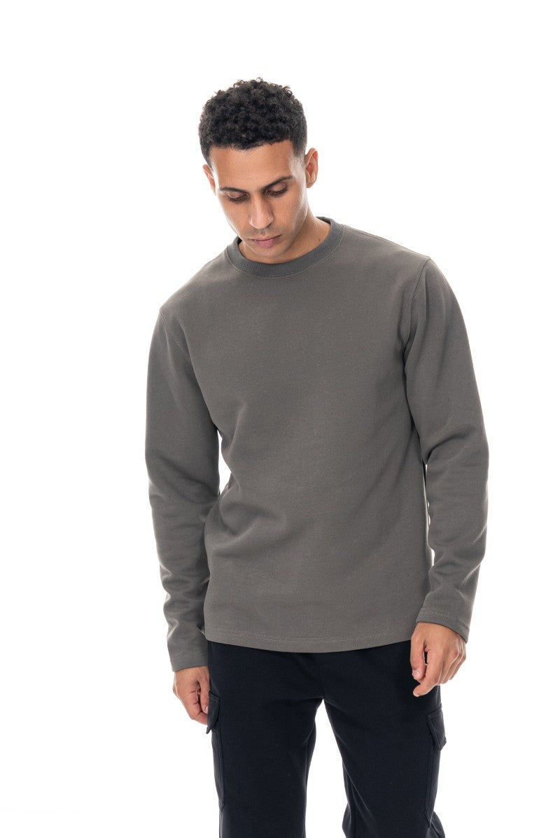 سويت شيرت قطني أساسي - أخضر داكن