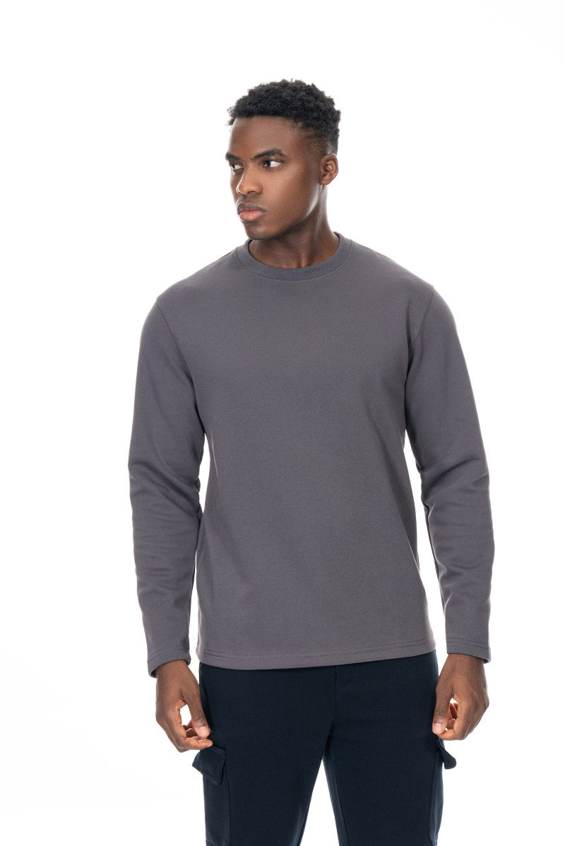سويت شيرت قطني أساسي - رمادي داكن
