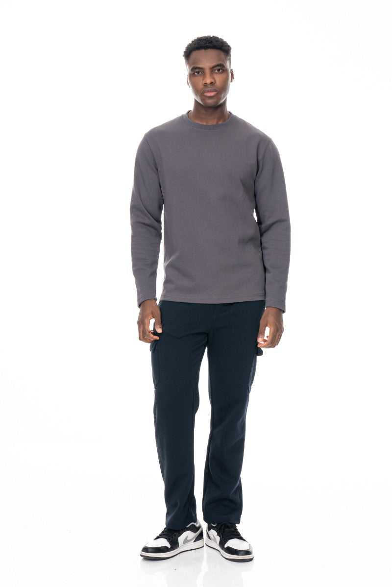 سويت شيرت قطني أساسي - رمادي داكن