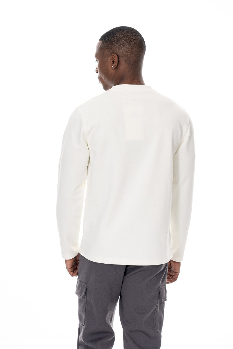 سويت شيرت قطني أساسي - أبيض كريمي