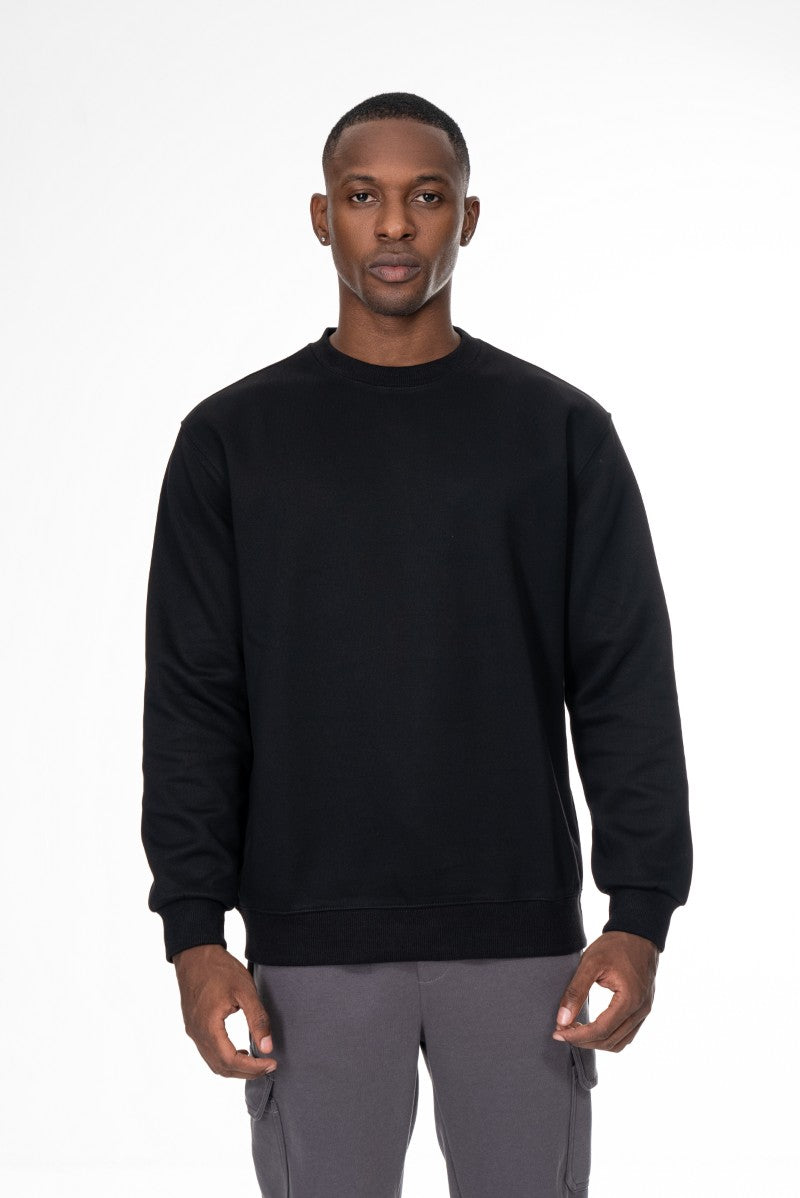سويت شيرت قطني أساسي - أسود