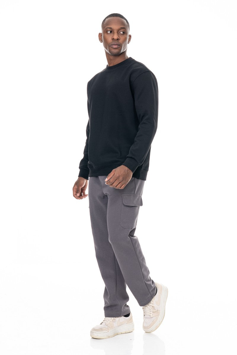 سويت شيرت قطني أساسي - أسود