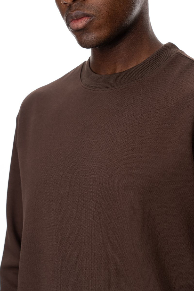 سويت شيرت قطني أساسي - بني