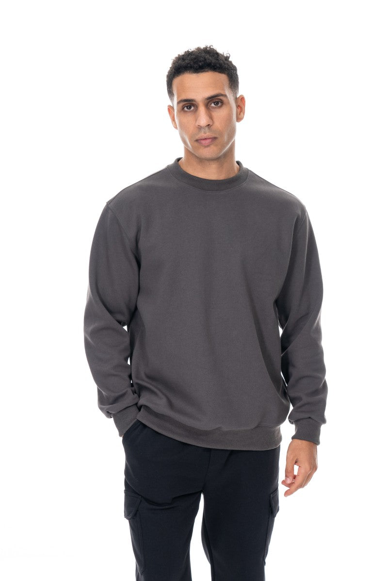 سويت شيرت قطني أساسي - رمادي داكن