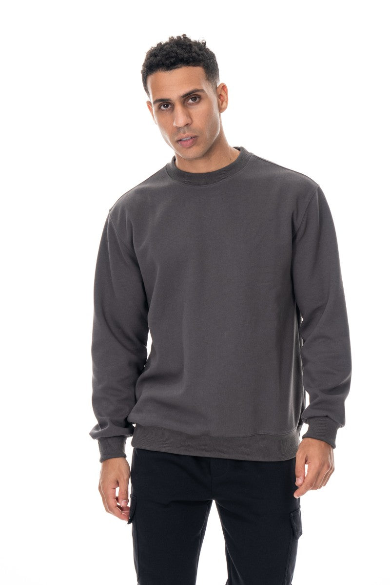 سويت شيرت قطني أساسي - رمادي داكن