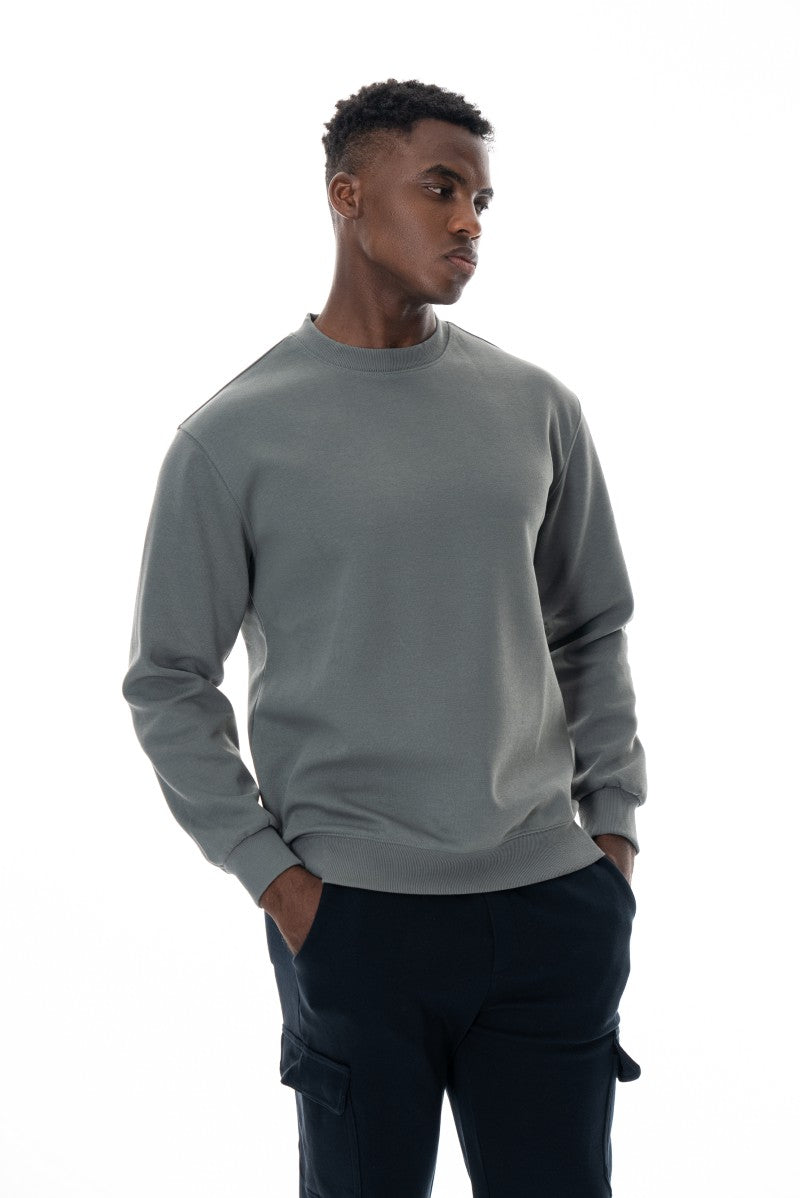 سويت شيرت قطني أساسي - رمادي