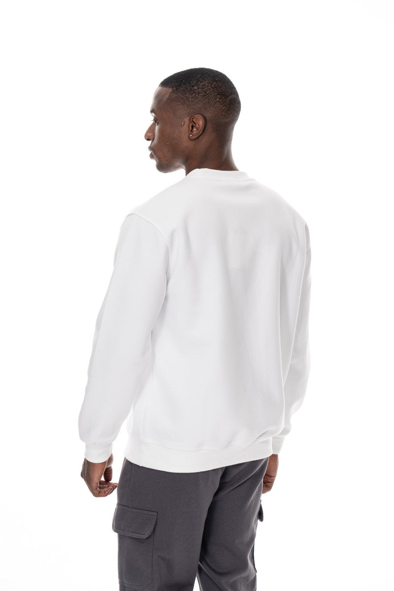 سويت شيرت قطني أساسي - أبيض