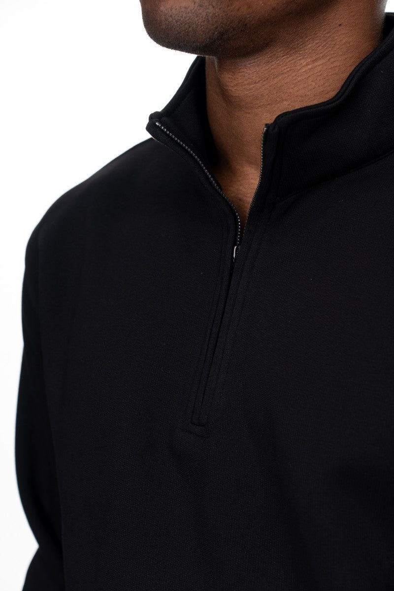 سويت شيرت قطني بنصف سحاب - أسود