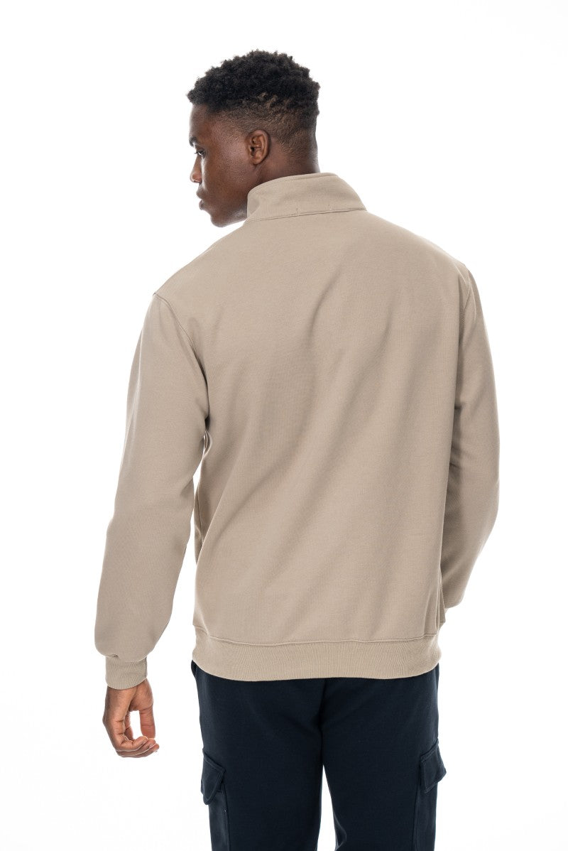 سويت شيرت قطني بنصف سحاب - بيج