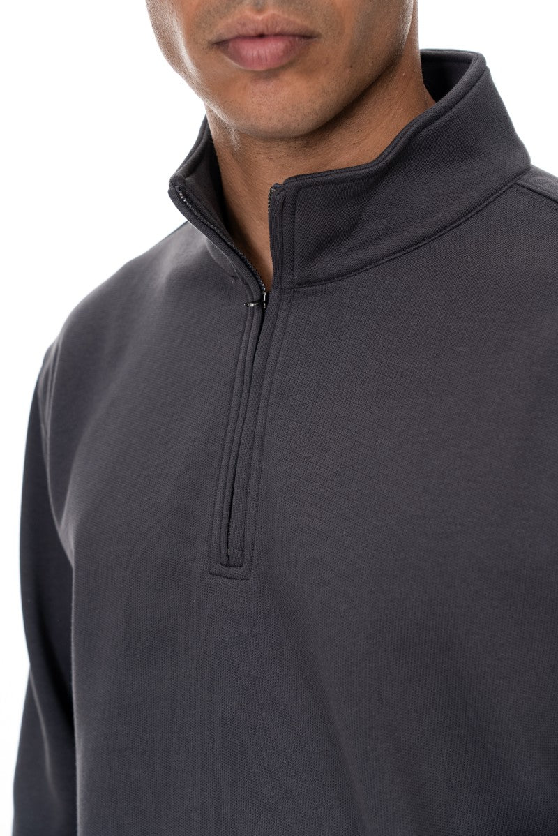 سويت شيرت قطني بنصف سحاب - رمادي داكن