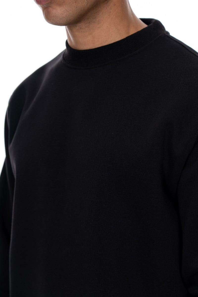 سويت شيرت قطني أساسي - أسود