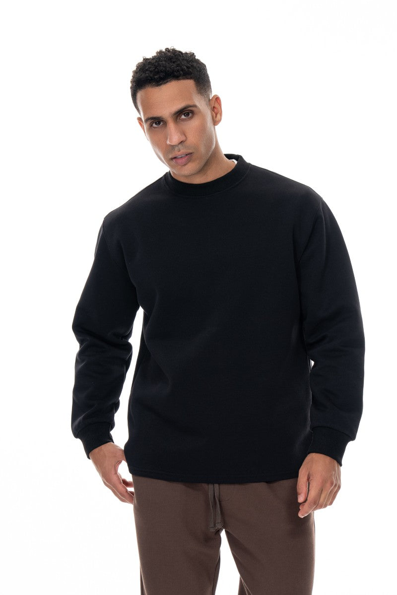 سويت شيرت قطني أساسي - أسود
