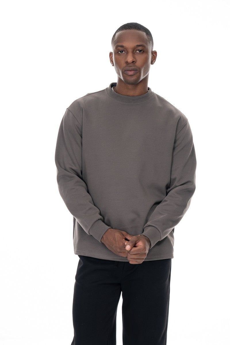 سويت شيرت قطني أساسي - رمادي