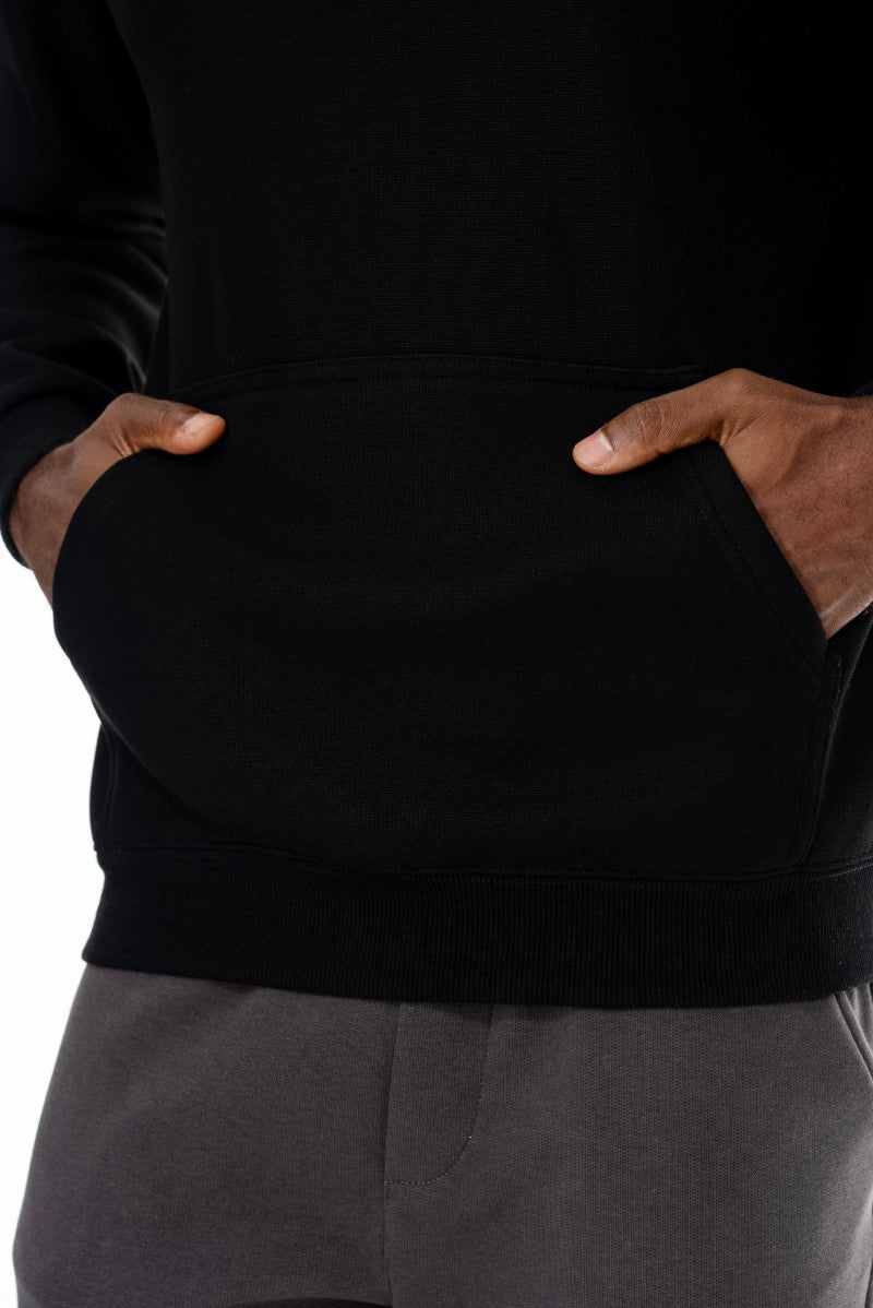سويت شيرت قطني بنصف سحاب - أسود