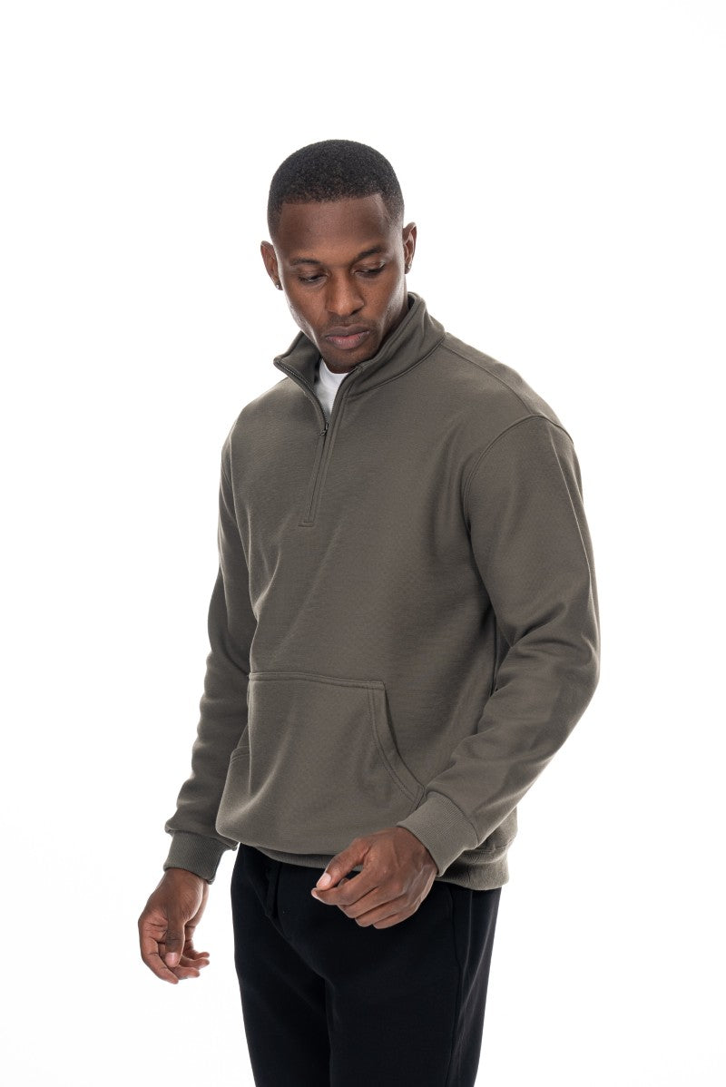 سويت شيرت قطني بنصف سحاب - أخضر