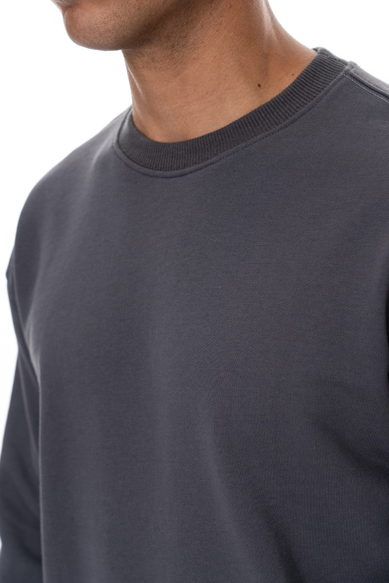 سويت شيرت قطني أساسي - رمادي داكن