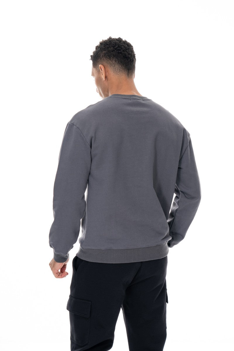 سويت شيرت قطني أساسي - رمادي داكن