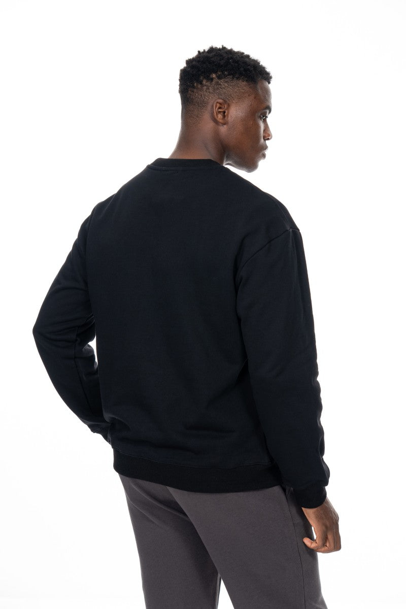 سويت شيرت قطني أساسي - أسود