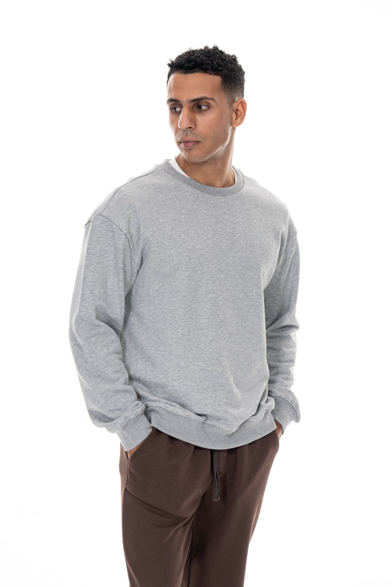 سويت شيرت قطني أساسي - رمادي
