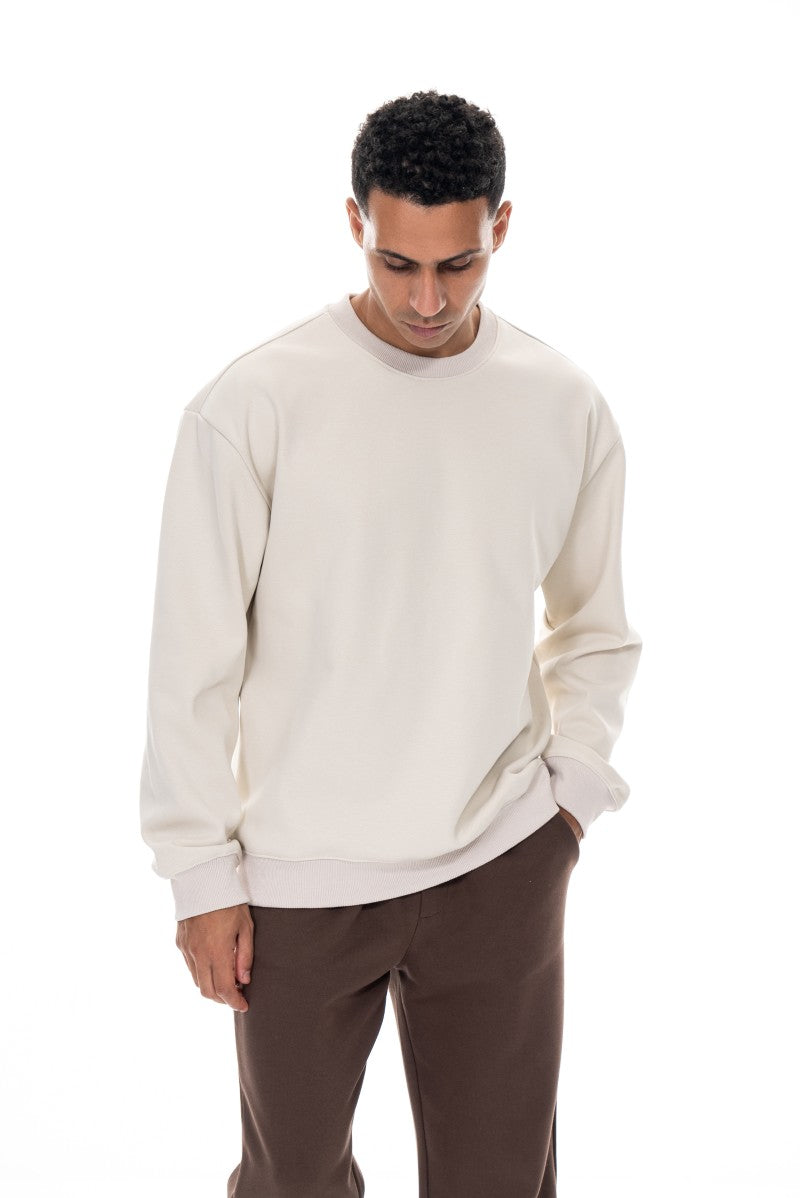 سويت شيرت قطني أساسي - بيج