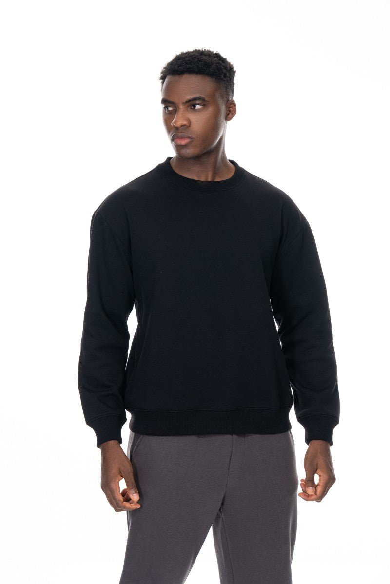 سويت شيرت قطني أساسي - أسود